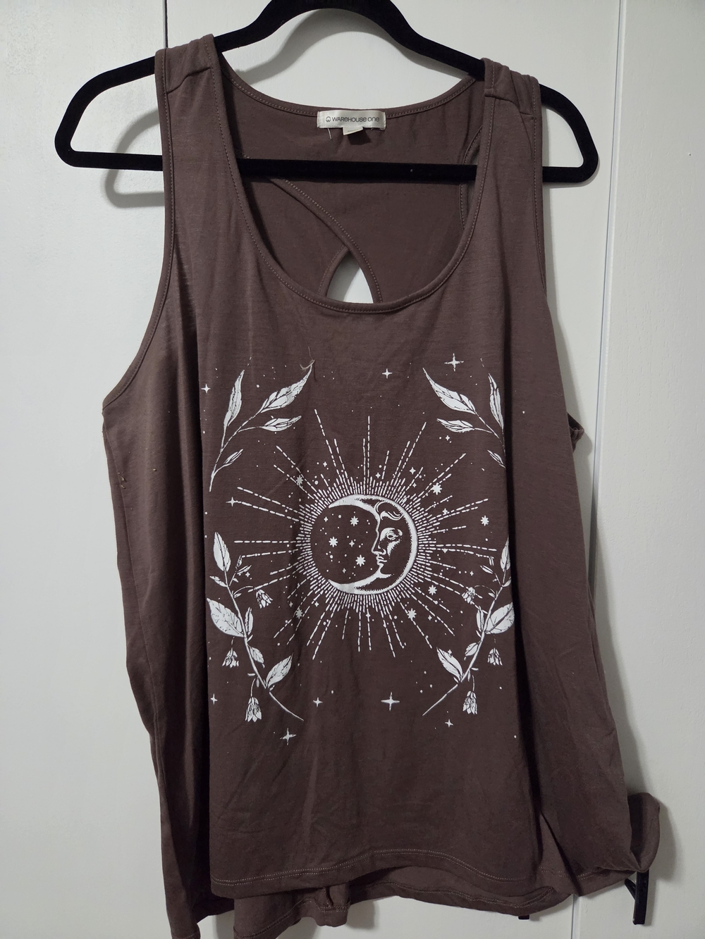 Warehouse One Brown Moon & Sun Graphic Tank Top